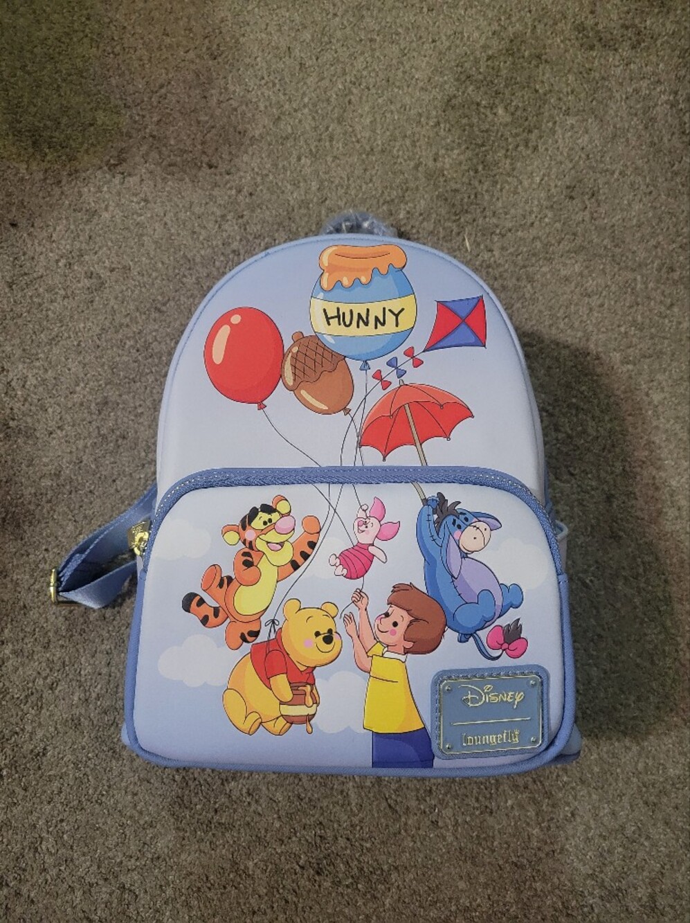 Disney Loungefly Winnie the Pooh Pastel Blue Backpack And Wallet